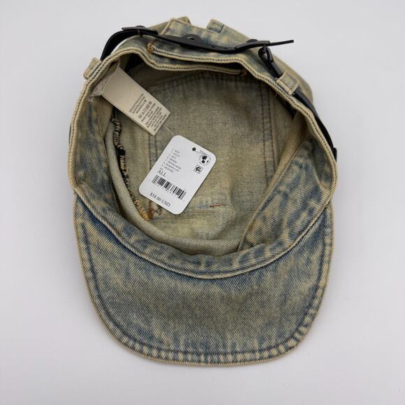 Free People Cadet Hat Womens Washed Denim Boho Western Leather Band Y2K 90s NEW main image 6